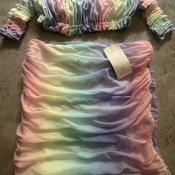 Fashion Nova Multicolor Ruched Two-Piece Set - Picture 5 of 6